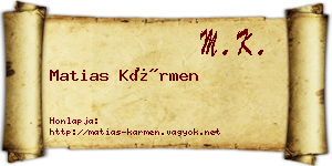 Matias Kármen névjegykártya